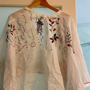 Zara embroidered flared top with dolman sleeves